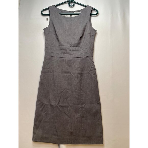 H&M dress womens 6 sleeveless fitted knee length back slit gray - Picture 1 of 14